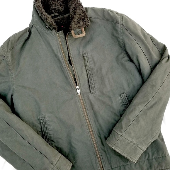 Diesel Other - Mens Olive Green Faux Fur Lined Retro Biker Jacket